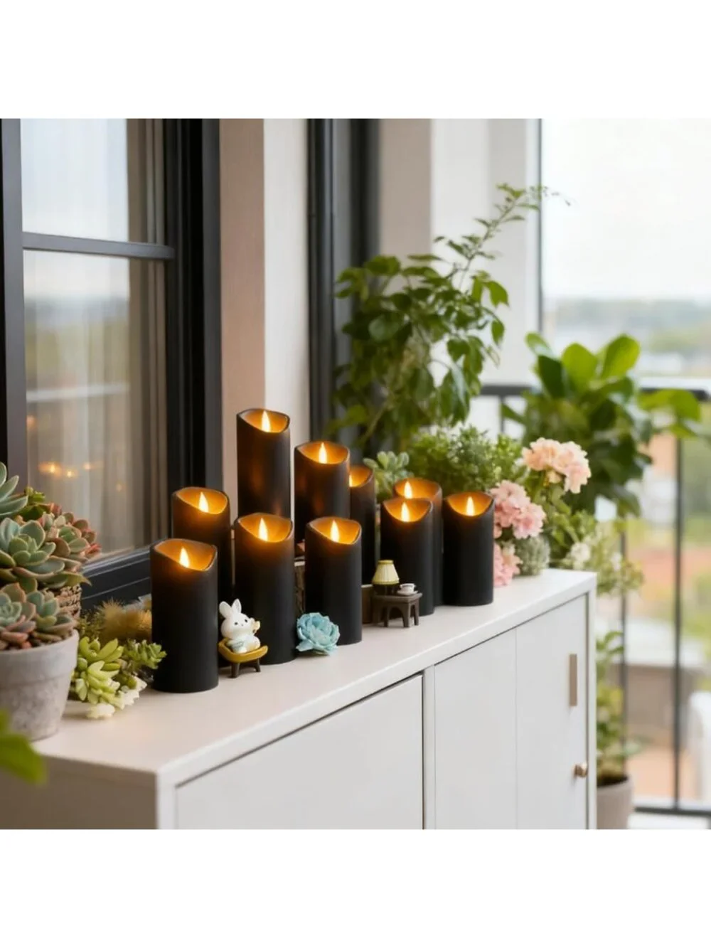 Battery Operated Flickering LED Candles Set of 24 with Remote & Timer
